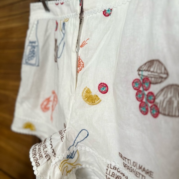 Caroline Constas Cream Embroidered High Waist Shorts - Picture 8 of 14